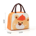 Colourful cartoon insulated lunch box bag for children with aluminium foil lining.