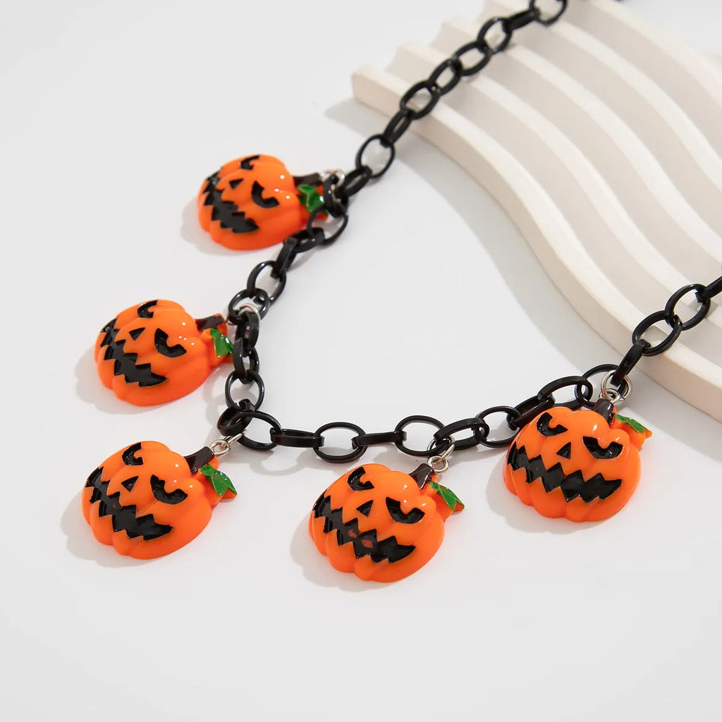 Halloween necklace with ghost pumpkin pendant in mixed colour acrylic cartoon design