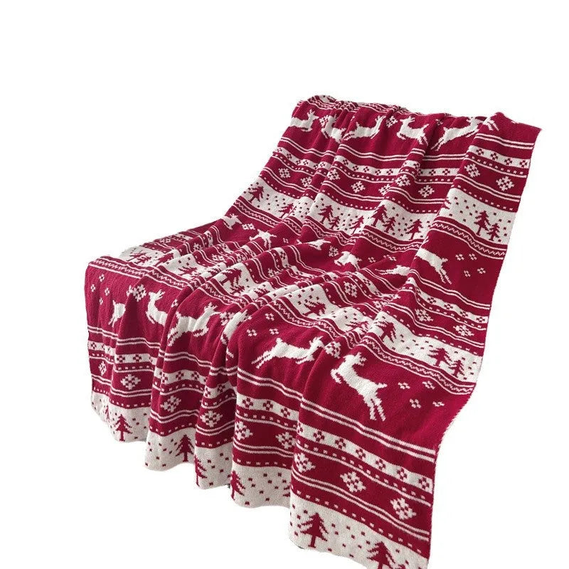 Personalised acrylic Christmas blanket with snowflake or reindeer print in two size options.