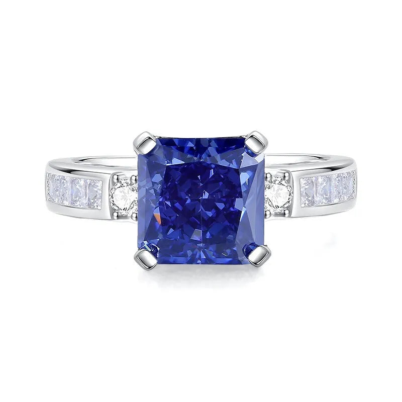 Heart-shaped sterling silver ring with a detailed ice flower cut colour zircon centre stone.