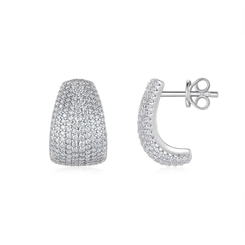 Geometric S925 sterling silver commuter ear studs with hypoallergenic properties