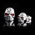 Retro red eye ghost head skull stud earrings with electroplated alloy construction