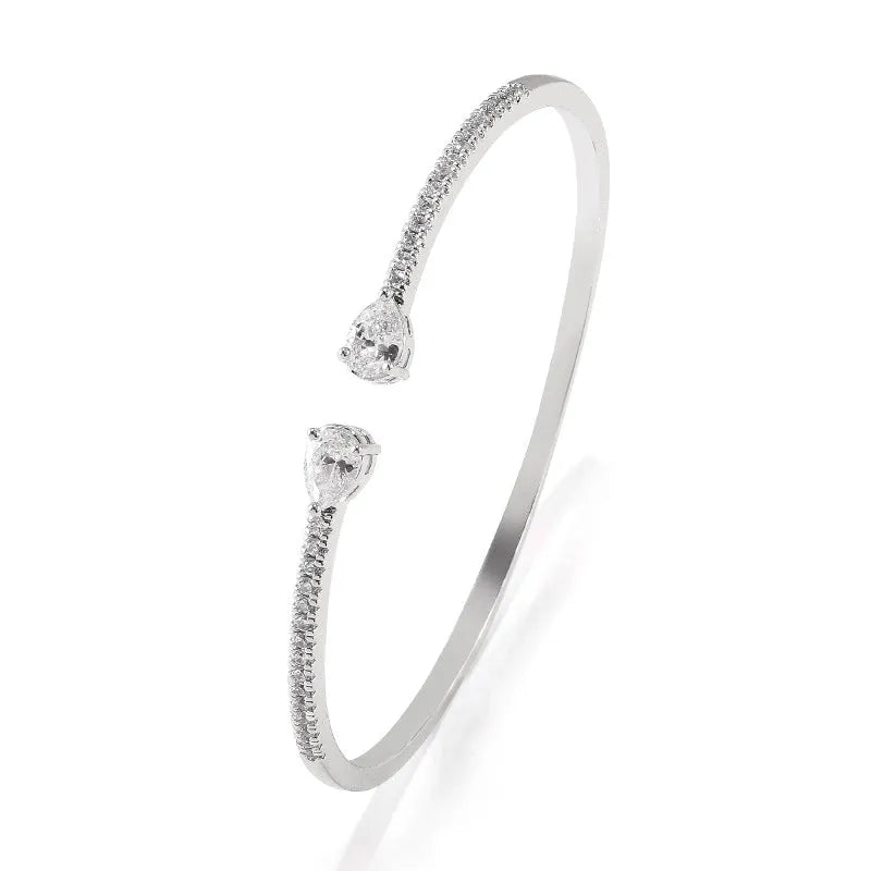 Multi-zircon bracelet with stones inlaid on copper base in white colour option