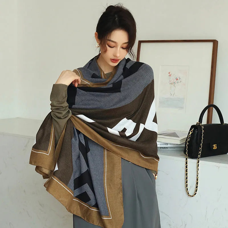 Polyester decorative scarf measuring 180cm by 90cm in one of three autumn print styles