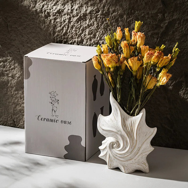 Hexagon-shaped French art ceramic vase with coloured glaze finish in retro design