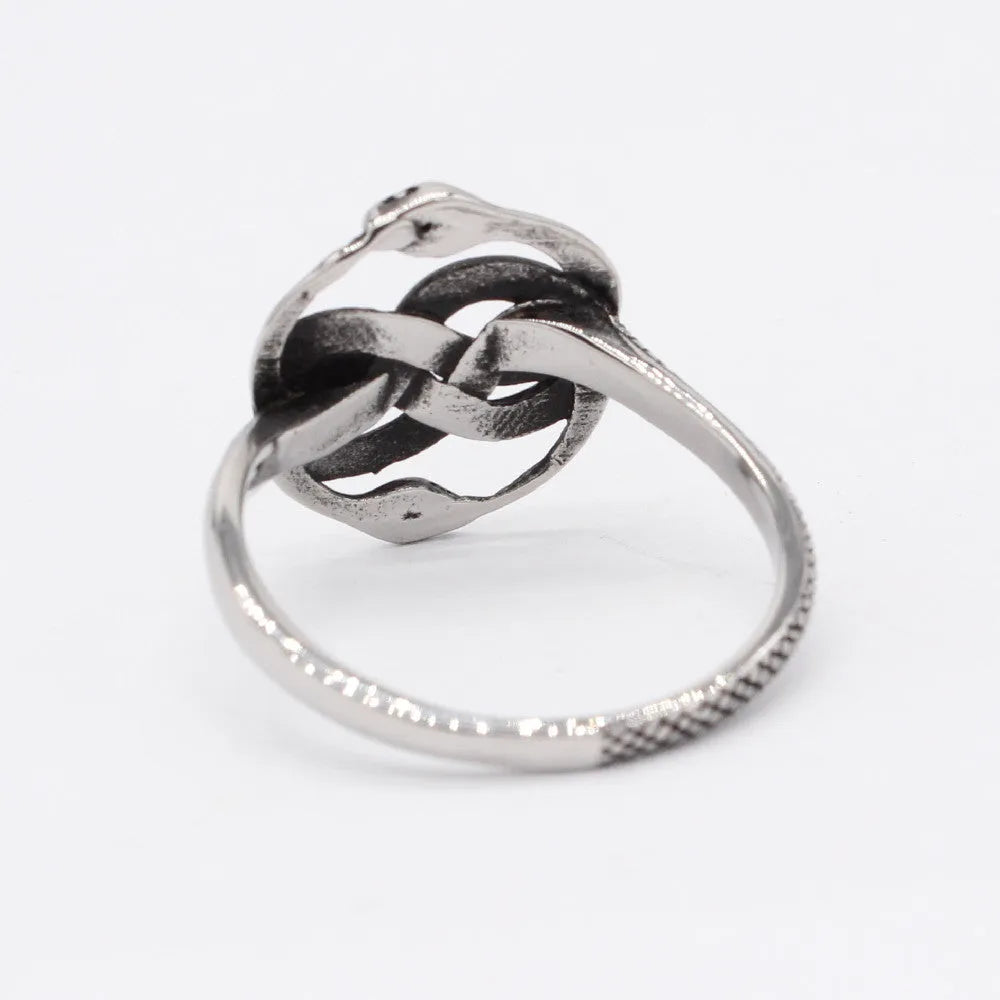 Titanium steel snake ring in retro style with steel colour, sizes 6 to 13.