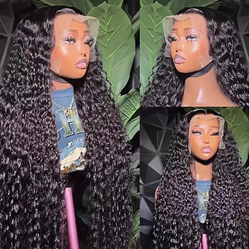 A long curly synthetic lace front wig in black on a small roll wound tube afro base.