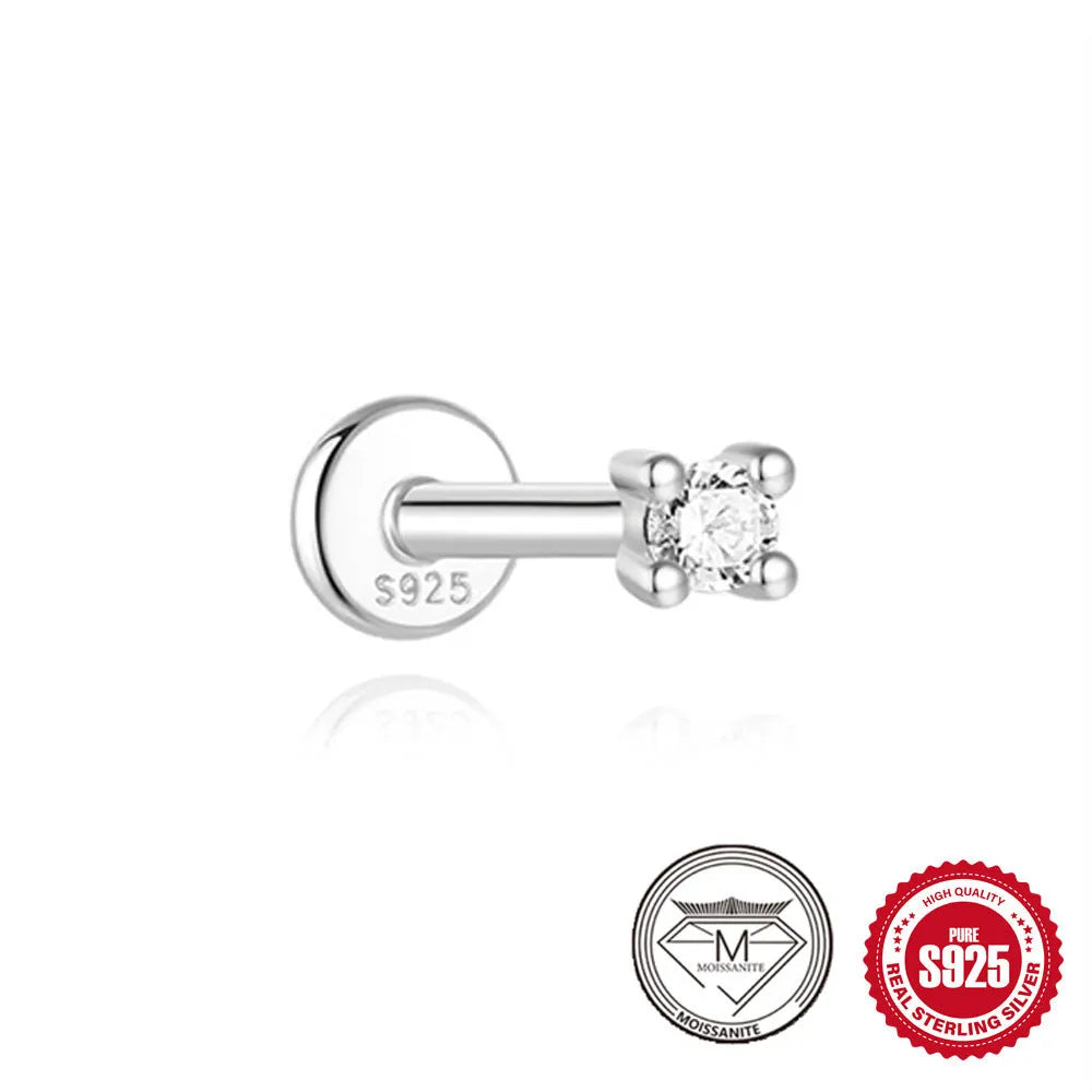 S925 sterling silver geometric petal stud earrings in 2mm, 3mm, and 4mm sizes