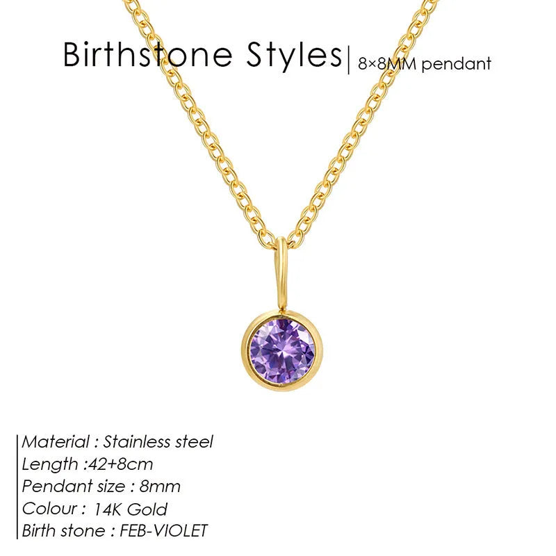 Entry Lux Colorful Rhinestone Pendant stainless steel U-shaped necklace with golden finish and July rose red rhinestone