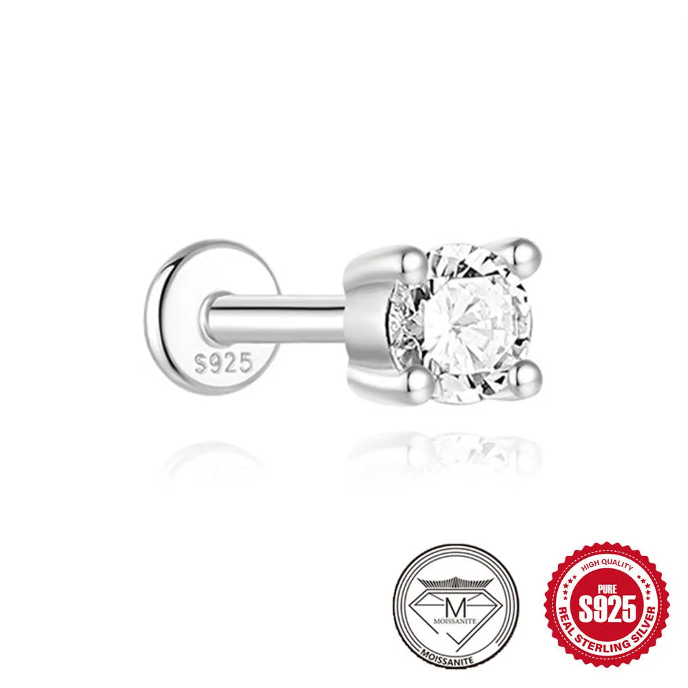 Sterling silver geometric stud earrings with petal design in platinum finish
