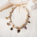 Resin bamboo heart pendant necklace with electroplated picture colour finish