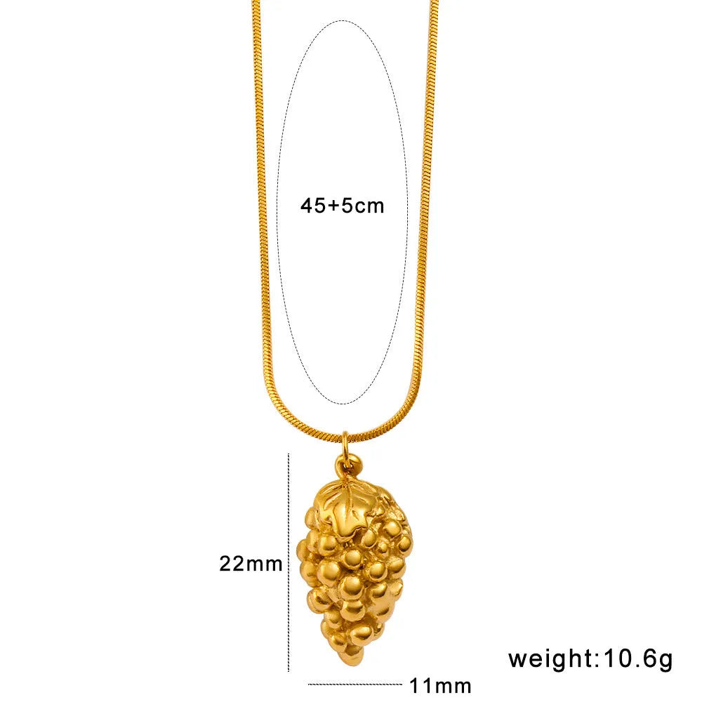 Stainless steel fruit necklace pendant with apple design on regular chain