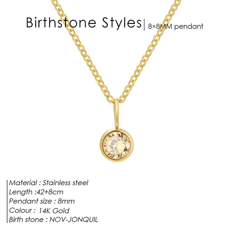Entry Lux Colorful Rhinestone Pendant stainless steel U-shaped necklace with golden finish and July rose red rhinestone