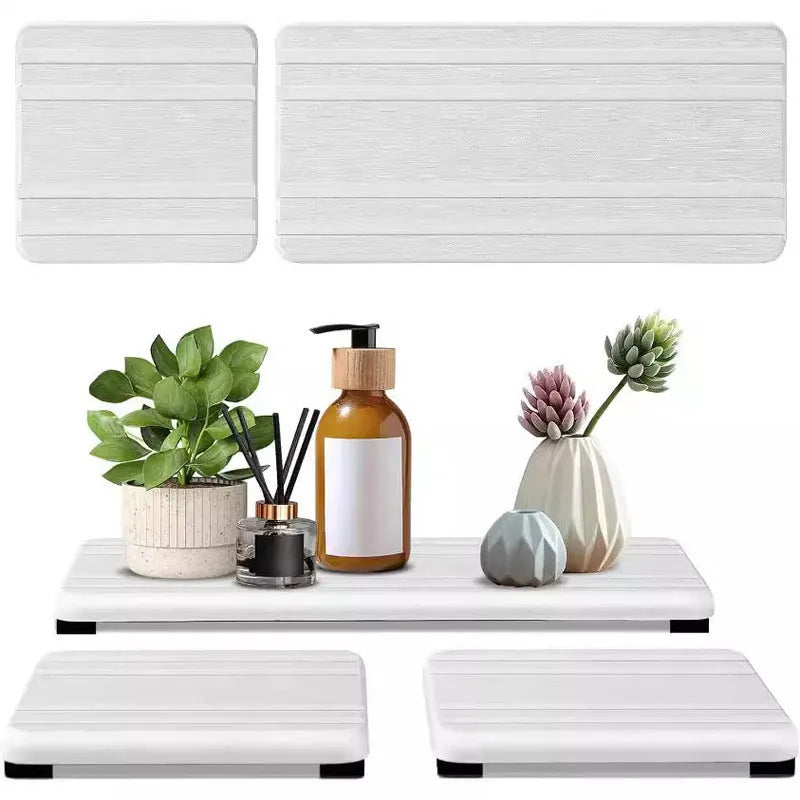 Square diatom oil bathroom countertop water draining pad in solid colour