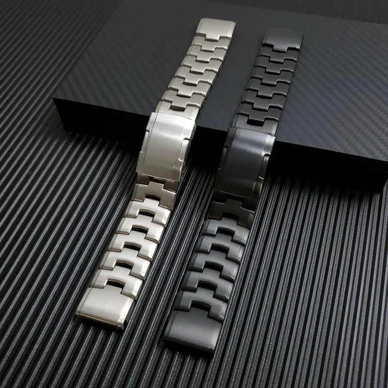 Silver, black, and titanium colour replacement watch straps for Garmin Fenix and Jiaming smartwatches