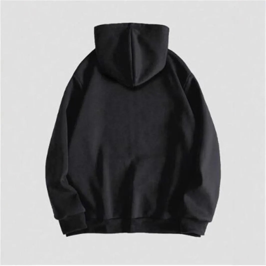 Men's black hoodie with a raised skull hot stamp print on the chest.