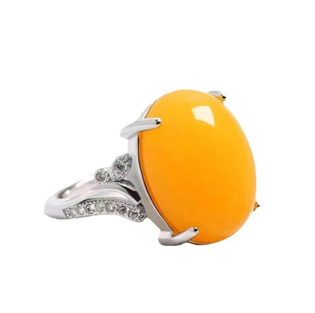 Adjustable natural sapphire alloy ring in ethnic geometric style with adjustable opening