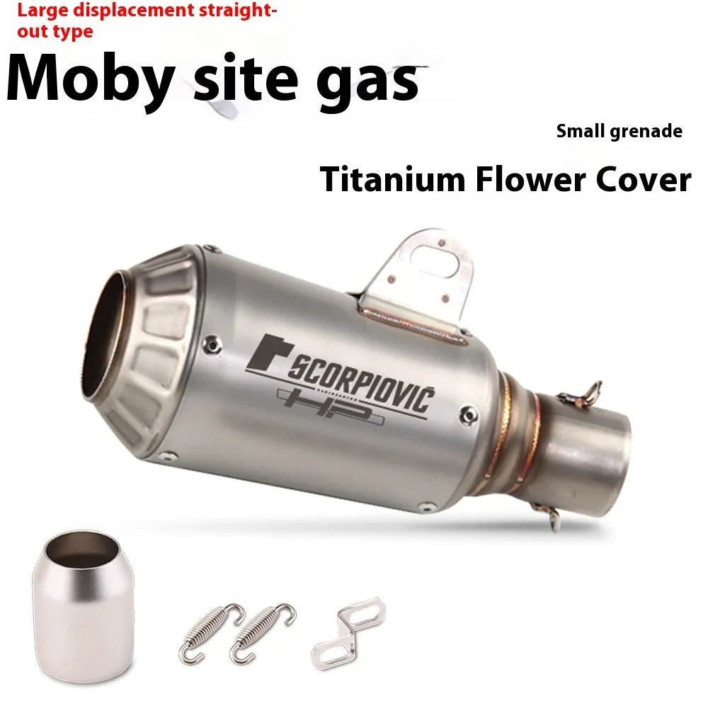 Universal stainless steel racing motorcycle exhaust pipe with flower cover design in multiple colour options