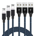 Braided nylon fast charging data cable with Micro USB connector in black and white colour.