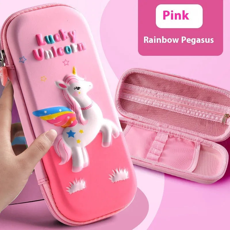 3D leather pencil case with embossed spaceship design organising pens and pencils