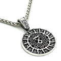 Lunavin ODing logo pendant necklace on an adjustable snake bone chain in antique silver