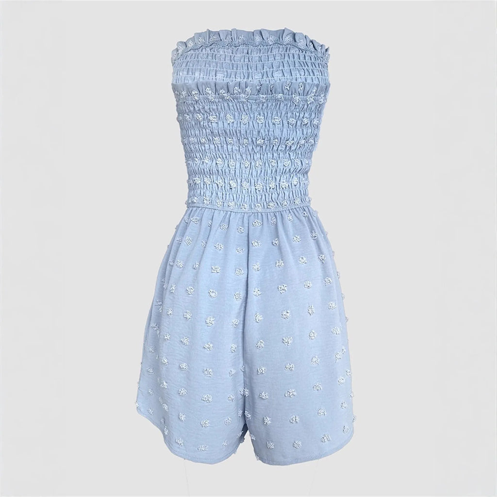 Women's solid colour off-shoulder jumpsuit with button front in polyester fabric with micro elasticity