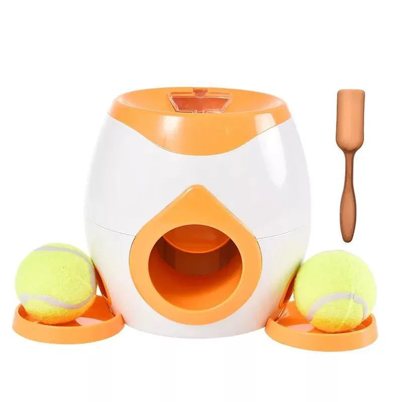 Smart pet feeder tennis ball reward machine in ABS, approx. 300 x 180 x 200mm, with 6cm balls and 8cm food tray