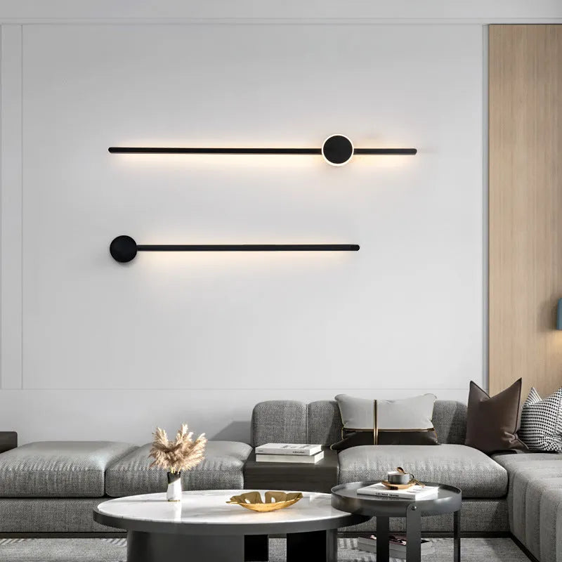 Contemporary grid-free bedside strip wall lamp with acrylic shade and three-colour LED lighting