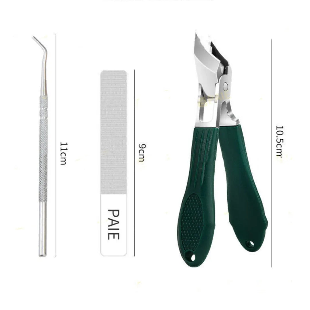 Anti-splash portable household fingernail maintenance kit with seven manicure tools in brown, white and green colours
