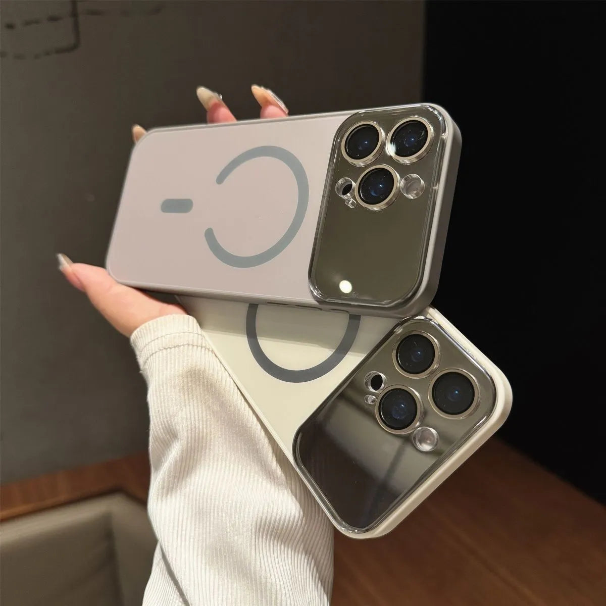 Frosted magnetic iPhone case with large window, PC shockproof cover, five colours, iPhone 11 to 17 Pro Max