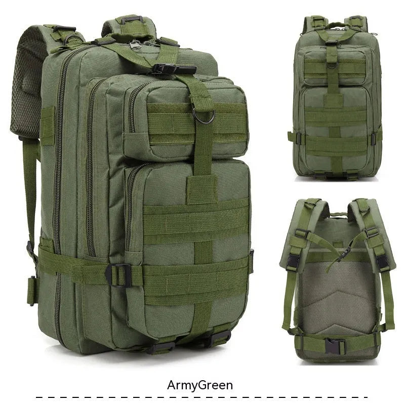 Large capacity off-road hiking backpack in tactical colour with air pillow shoulder straps