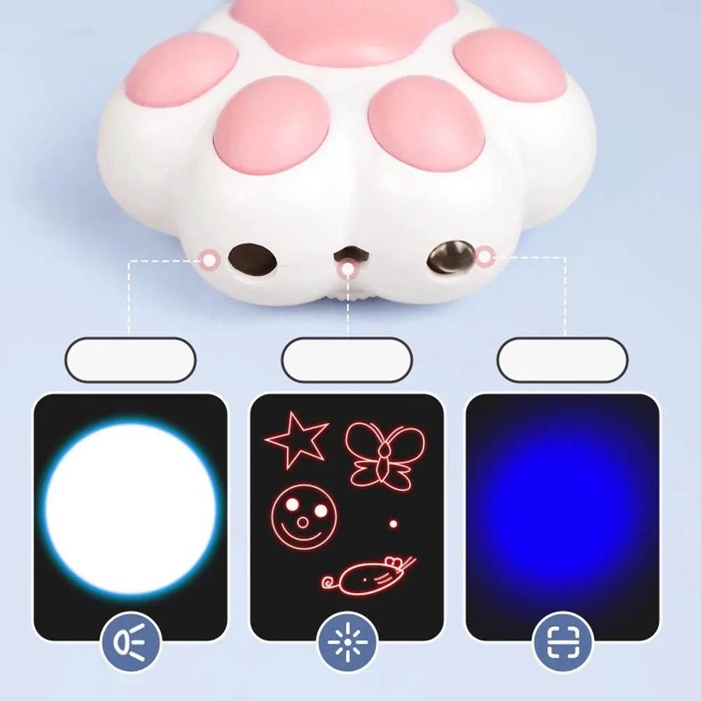 Pink and black USB rechargeable infrared cat teaser toy with key chain attachment