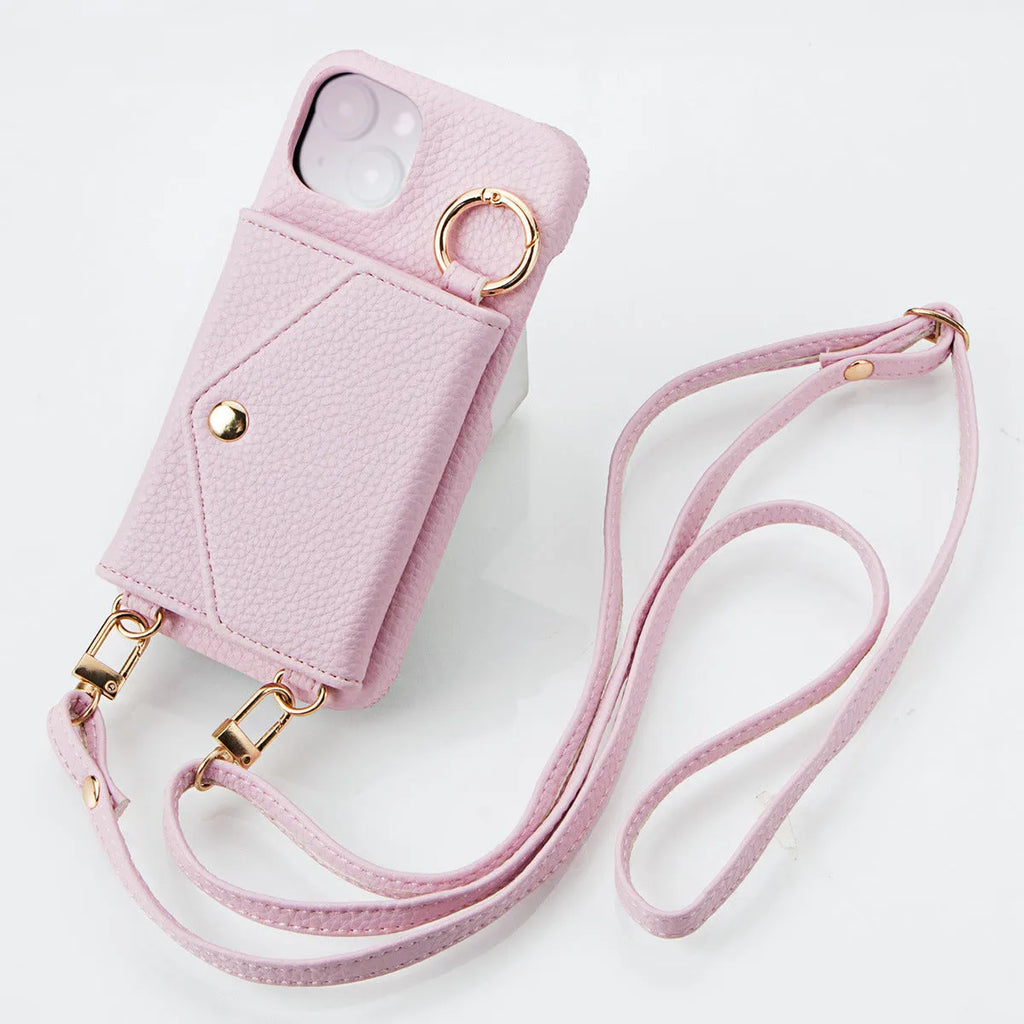 Anti-degaussing imitation leather wallet phone case with bracket and crossbody bag for Apple iPhone and Samsung