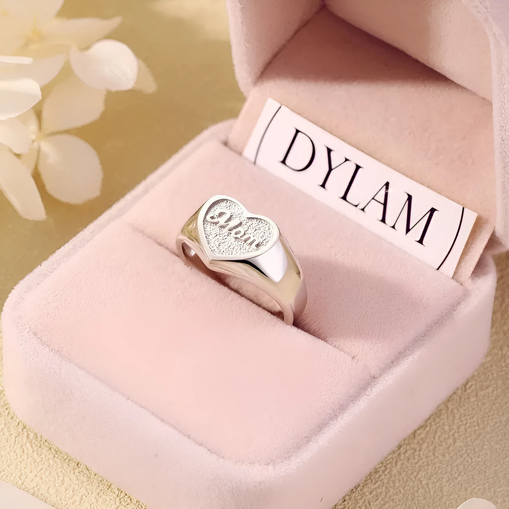 S925 sterling silver heart-shaped MOM open ring for women with adjustable fit