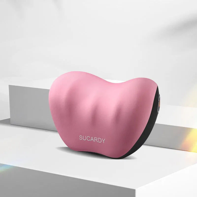 Memory foam lumbar support pillow and headrest car cushion in black colour on a car seat