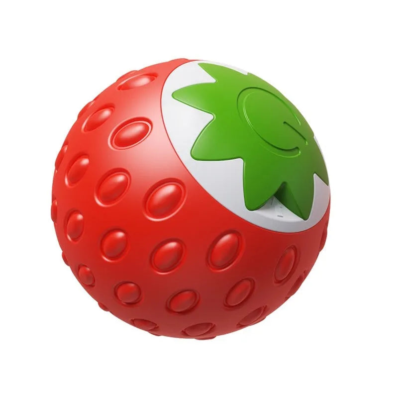 Self-Hi Relieving Stuffy Electric Cat Pet Toy strawberry rolling ball in green colour with ABS silicone surface