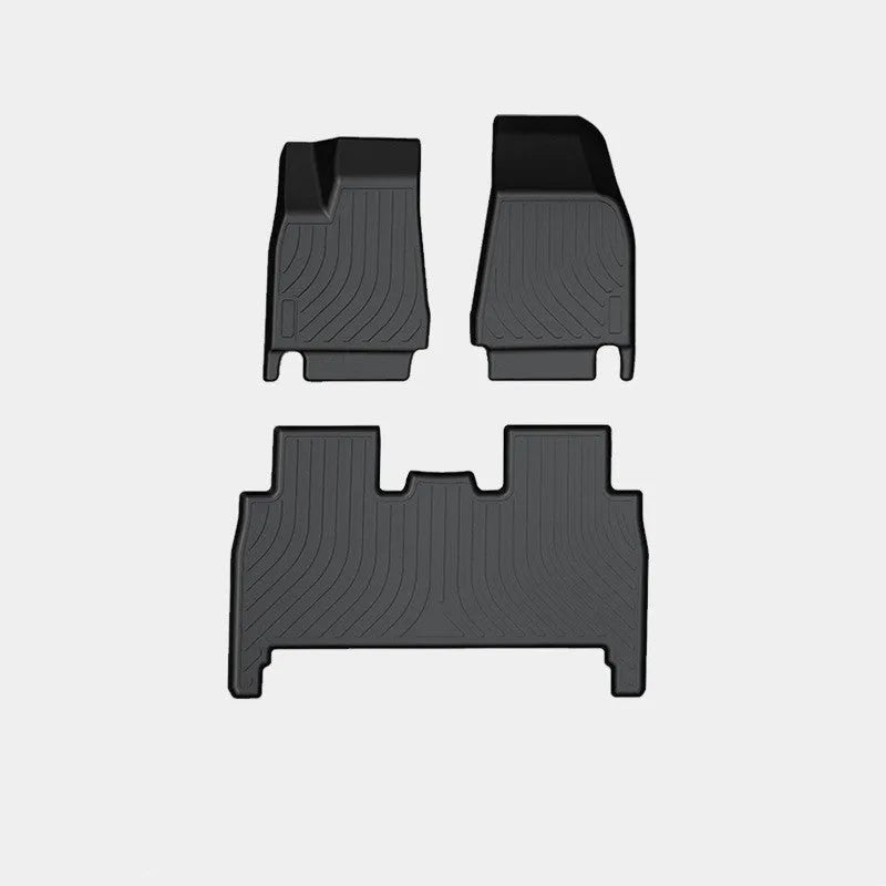 Tailored waterproof rubber car mats and boot liner for a Tesla Model X interior.