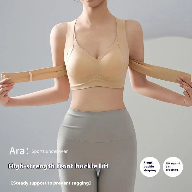 Women's front buckle back shaping bra for cross training and yoga in three colours