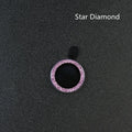 iPhone 12 camera lens protector with black aluminium alloy ring and clear tempered glass film installed.
