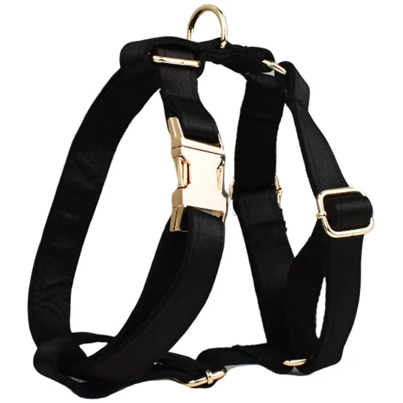 Cloth dog chest strap traction rope set with collar, leash, bow, and vest components