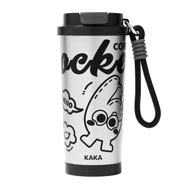 500ml vacuum insulated travel flask in green two-tone design with stainless steel lid.