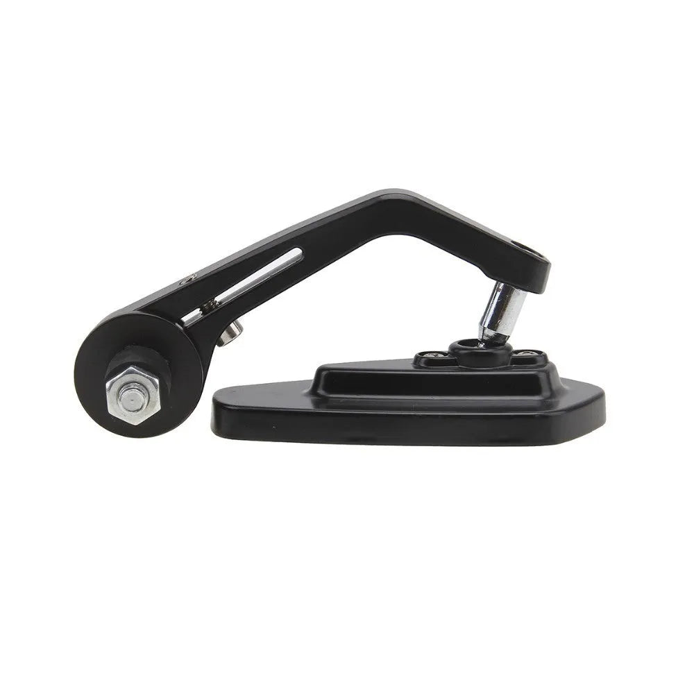 Pair of diamond-shaped aluminium motorcycle rearview mirrors with blue heslan glass on black plug fittings