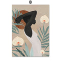 Abstract African women flower leaf mural canvas painting, unframed rectangular oil on canvas wall art