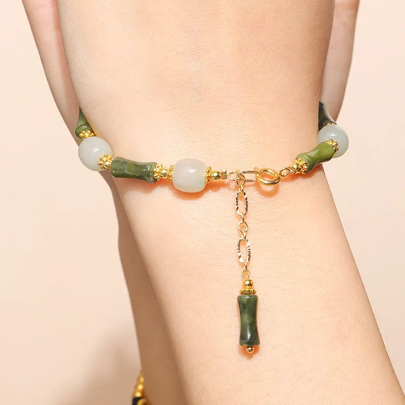 Girls crystal agate bracelet with manual processing showing natural bead colours and charm shapes