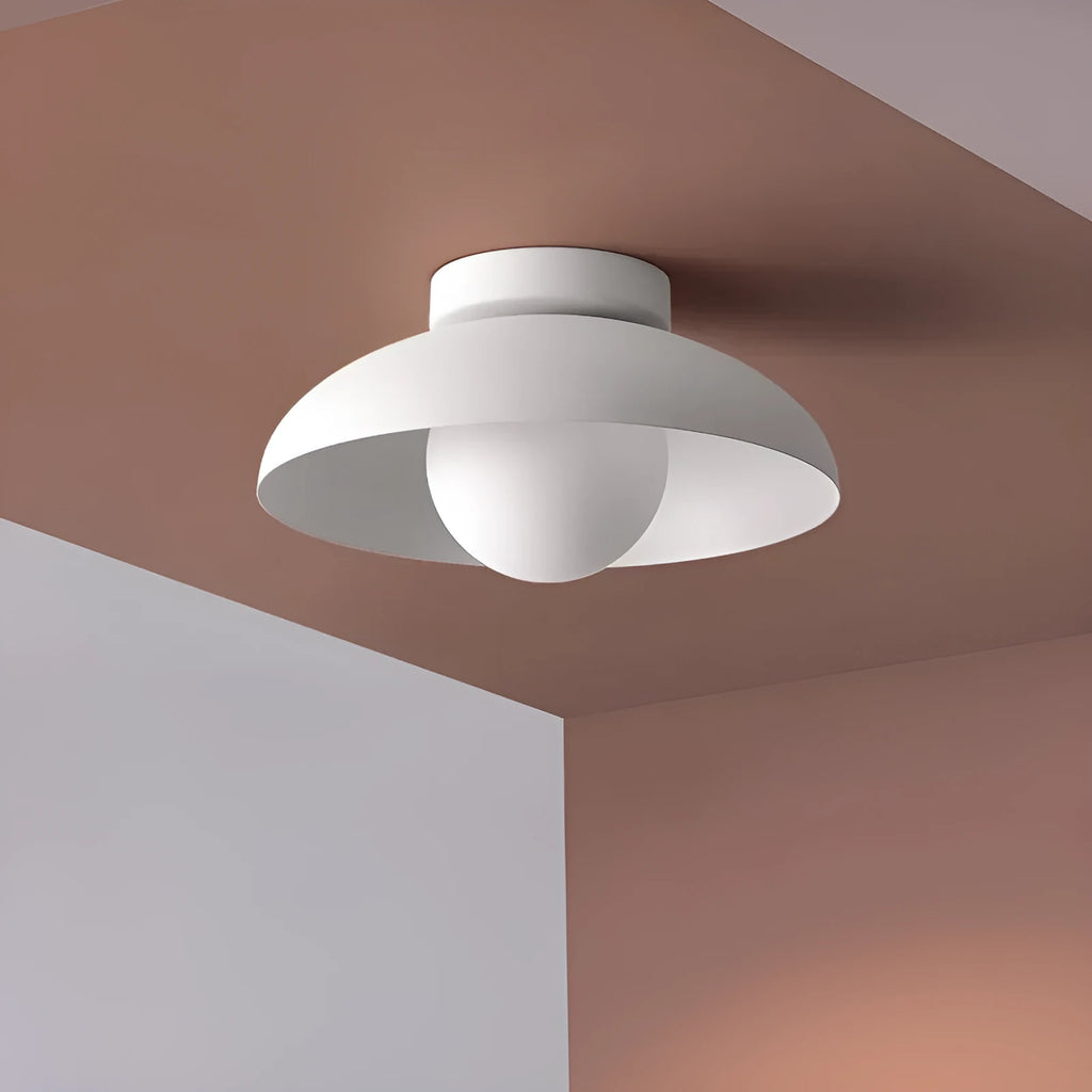 Modern minimalist flush mount ceiling lamp in Nordic style, shown in Moon White finish