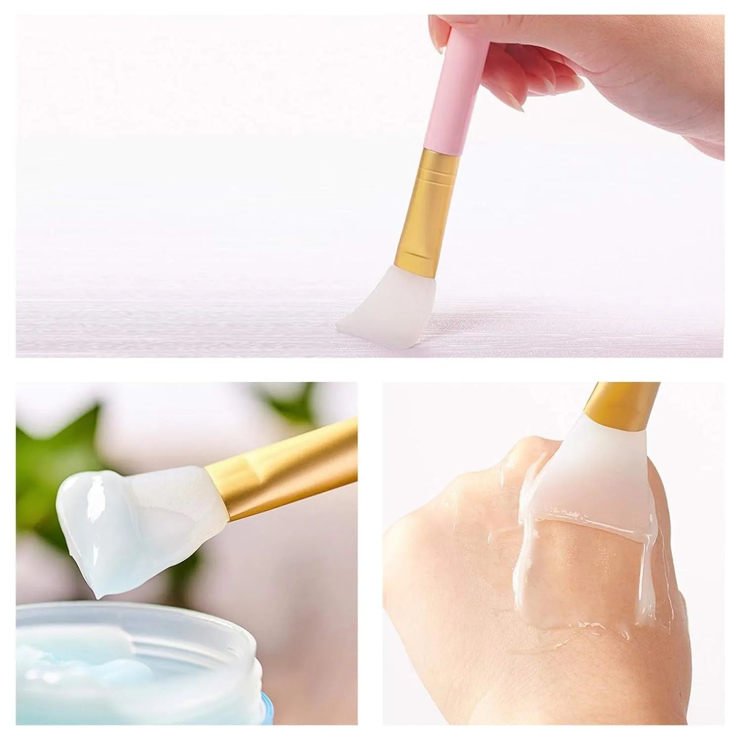 Reusable silicone face and body mask applicator spatula in assorted colours.