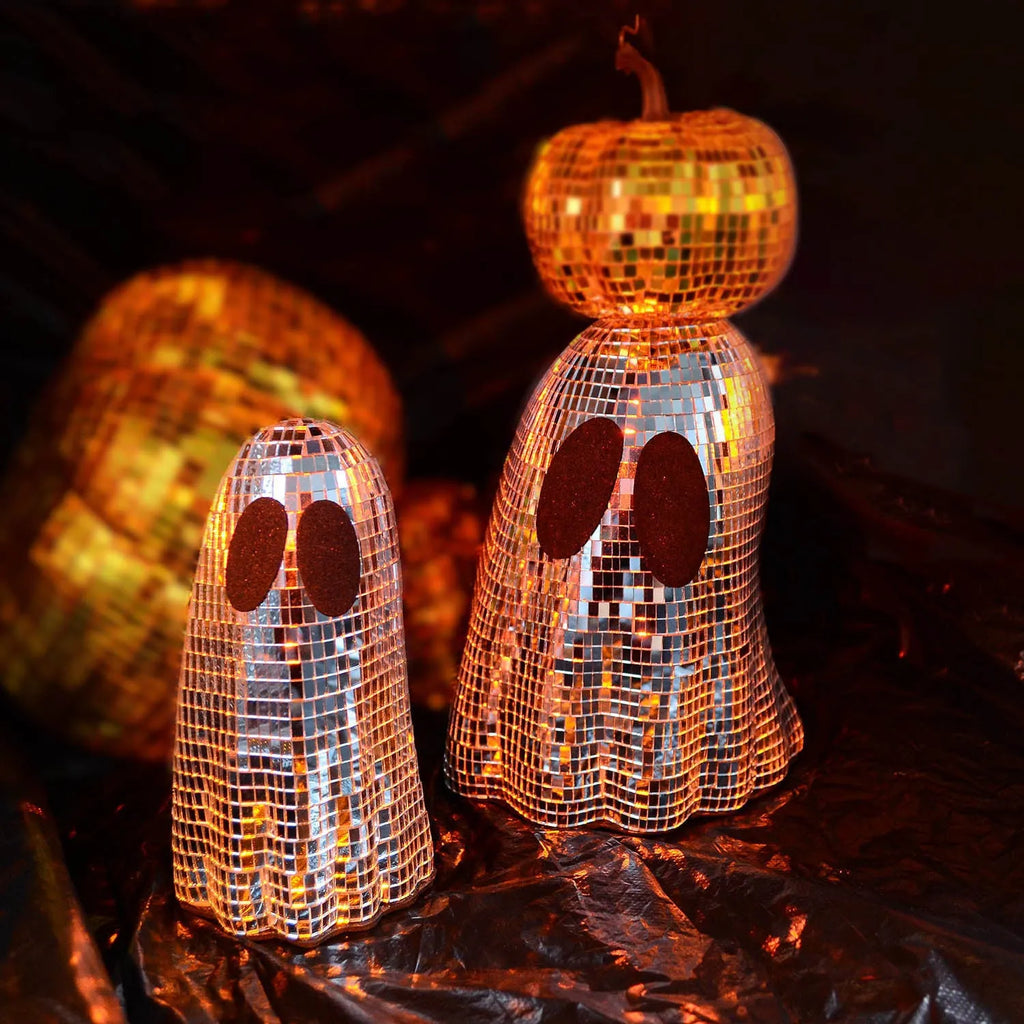 Halloween silver ghost mosaic mirror patch desktop decoration with bionic inlay glass construction