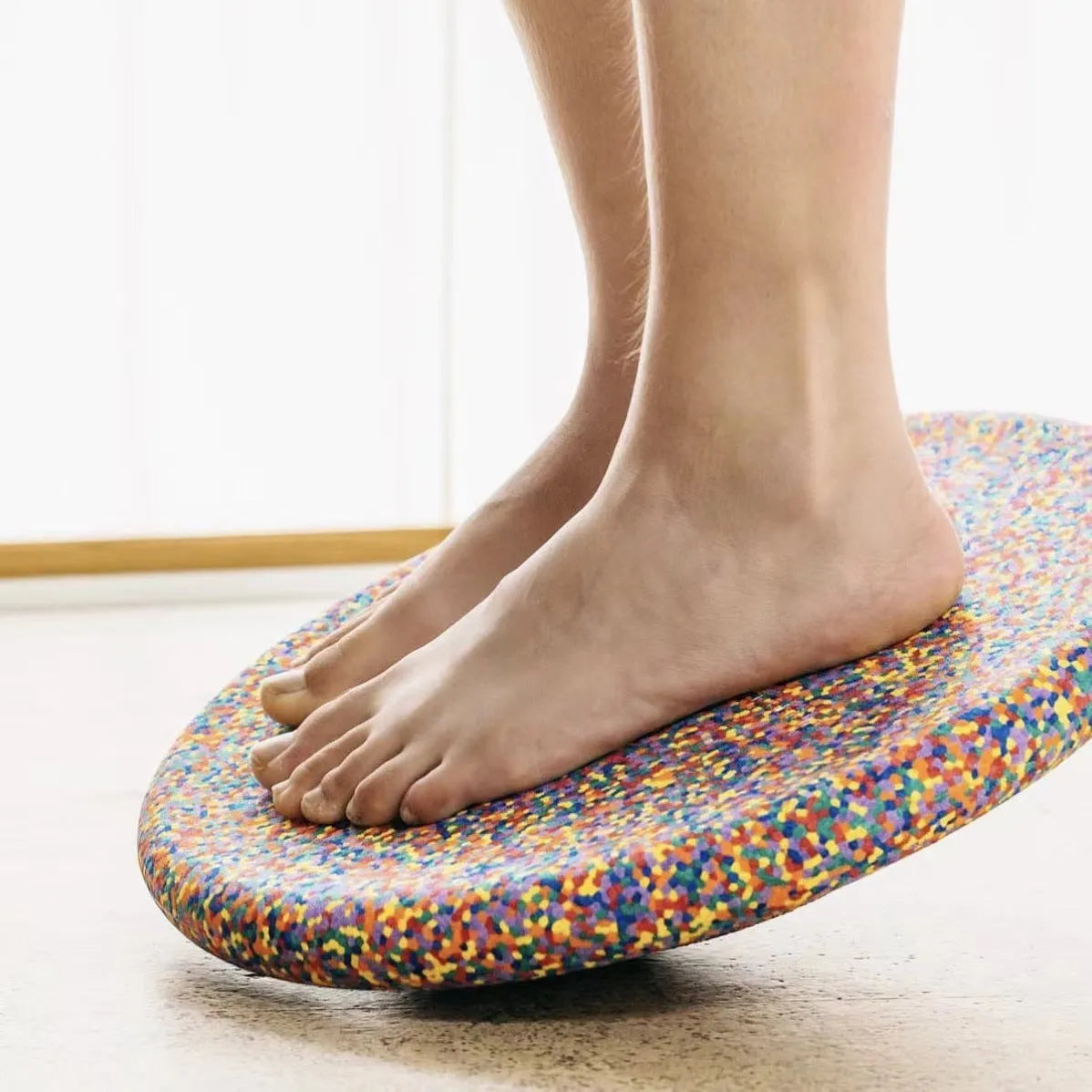 Plastic children's balance board in wood-grain effect colours for ages 4-6