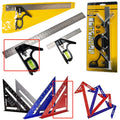 Two red metal combination angle rulers for civil surveying in transparent storage bag