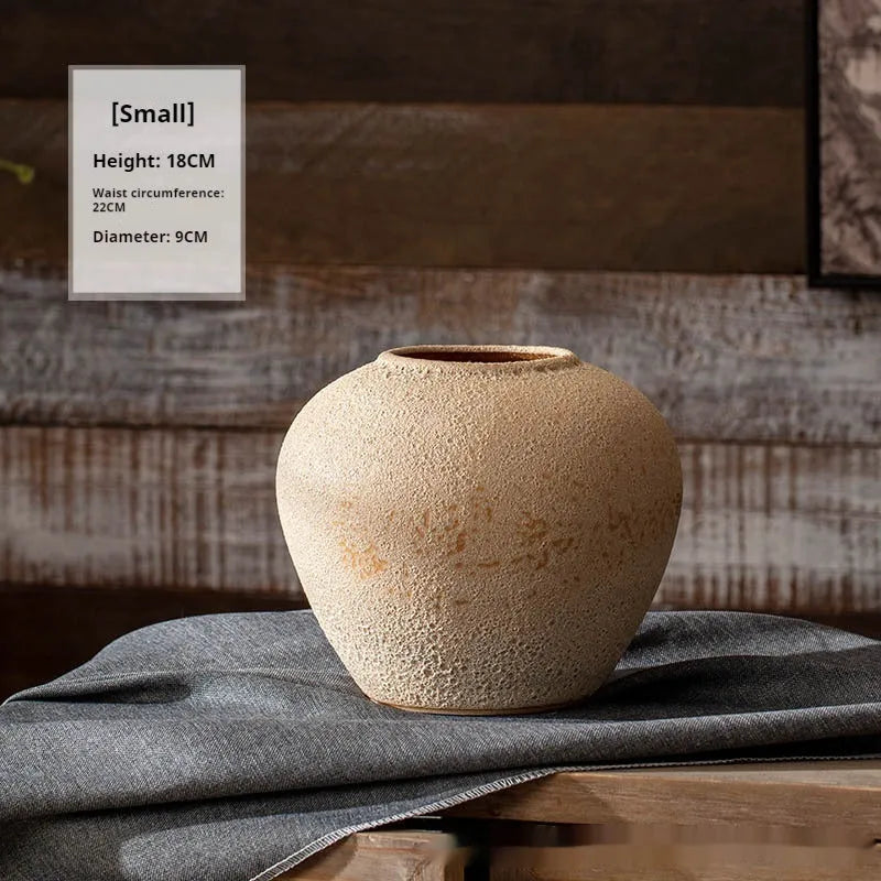 Handmade stoneware glazed vase in American country style with glass surface finish, available in large size